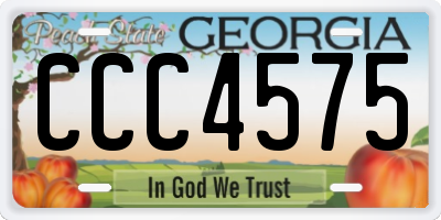 GA license plate CCC4575