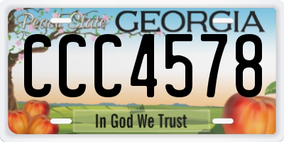 GA license plate CCC4578
