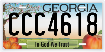 GA license plate CCC4618