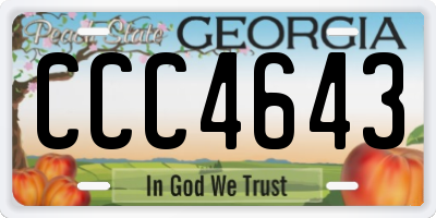 GA license plate CCC4643