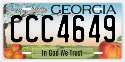 GA license plate CCC4649
