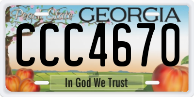 GA license plate CCC4670
