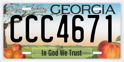 GA license plate CCC4671