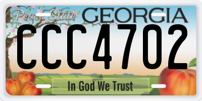 GA license plate CCC4702