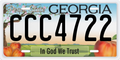 GA license plate CCC4722