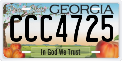 GA license plate CCC4725