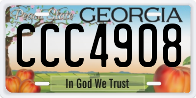 GA license plate CCC4908