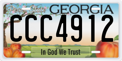 GA license plate CCC4912