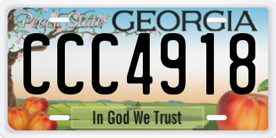GA license plate CCC4918
