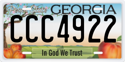 GA license plate CCC4922