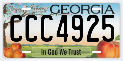 GA license plate CCC4925