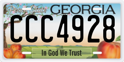GA license plate CCC4928
