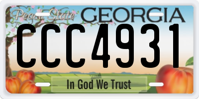 GA license plate CCC4931