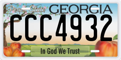 GA license plate CCC4932