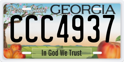 GA license plate CCC4937