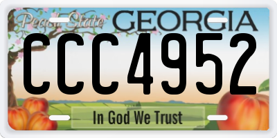 GA license plate CCC4952