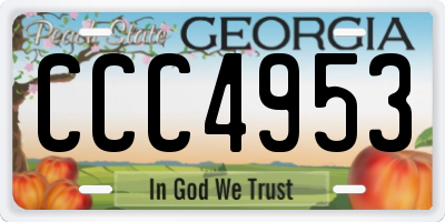 GA license plate CCC4953