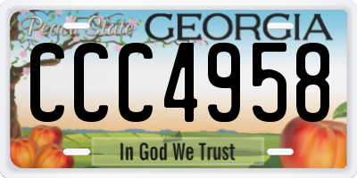 GA license plate CCC4958