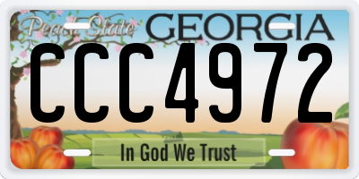 GA license plate CCC4972