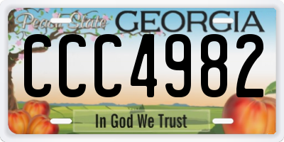 GA license plate CCC4982