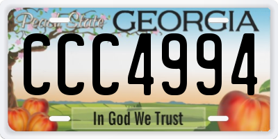 GA license plate CCC4994