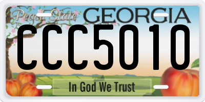 GA license plate CCC5010