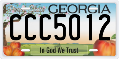 GA license plate CCC5012