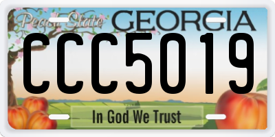 GA license plate CCC5019