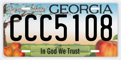GA license plate CCC5108