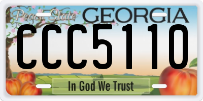 GA license plate CCC5110