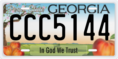 GA license plate CCC5144