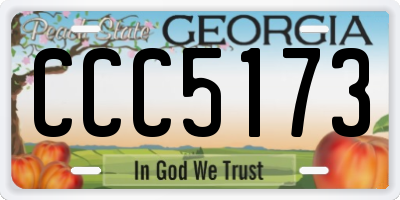 GA license plate CCC5173