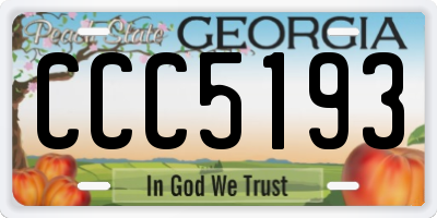 GA license plate CCC5193