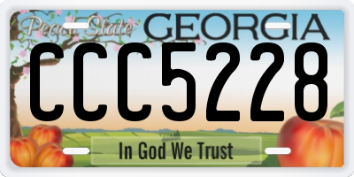 GA license plate CCC5228