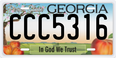 GA license plate CCC5316