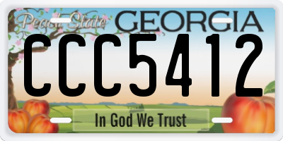GA license plate CCC5412