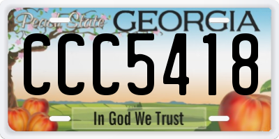 GA license plate CCC5418