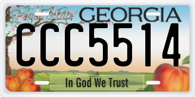 GA license plate CCC5514