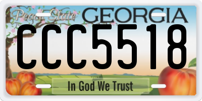GA license plate CCC5518