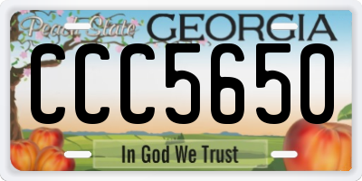 GA license plate CCC5650