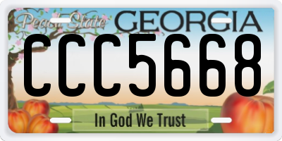 GA license plate CCC5668