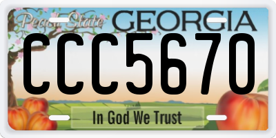 GA license plate CCC5670