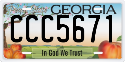 GA license plate CCC5671