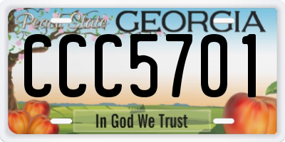 GA license plate CCC5701