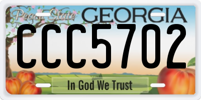 GA license plate CCC5702