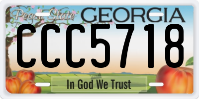 GA license plate CCC5718
