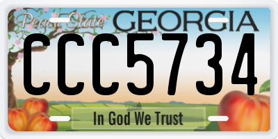 GA license plate CCC5734