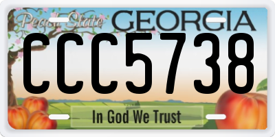 GA license plate CCC5738