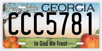 GA license plate CCC5781