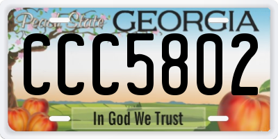 GA license plate CCC5802